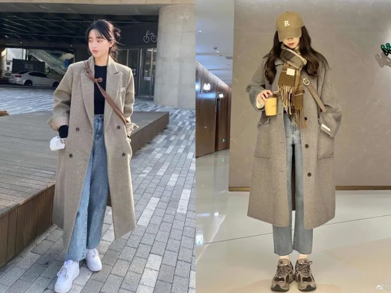 Elegant style with trousers and wool coat for Sapa winter