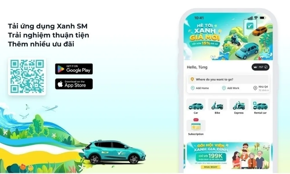 QR code to download the Xanh SM app and receive attractive offers