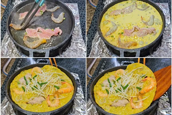 Quy trình đổ bánh xèo miền Trung giòn tan, vàng ươm