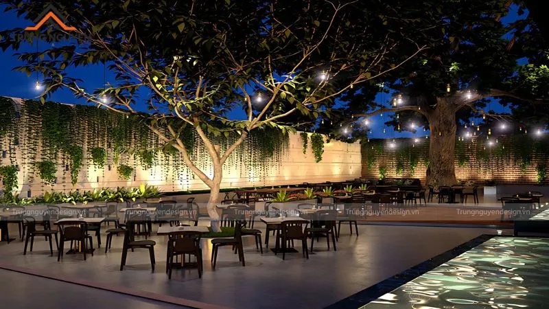 Rustic style brings nature into the restaurant space