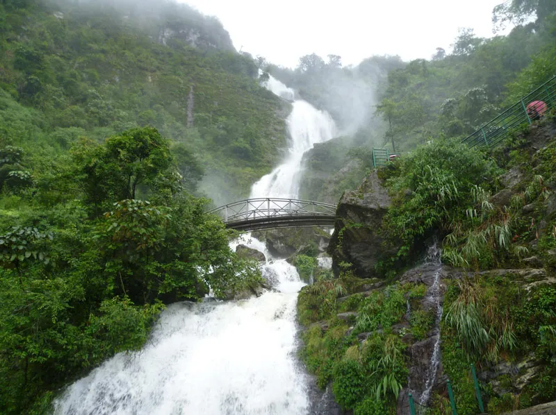 Silver Waterfall in winter with gentle water like a silk strip