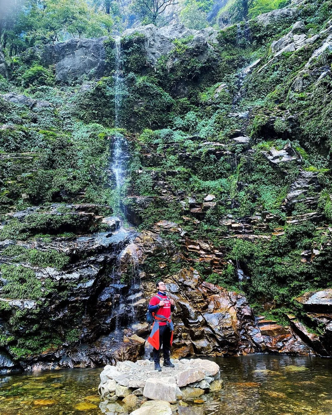 Majestic waterfall, a special highlight on the Nhiu Co San trail.