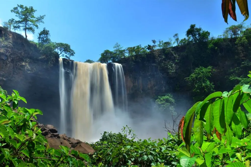 Phu Cuong Waterfall likened to a soft silk strip