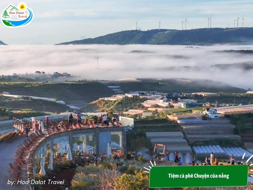 Chuyen Cua Nang Coffee Shop with pine hill view, located on a high hilltop