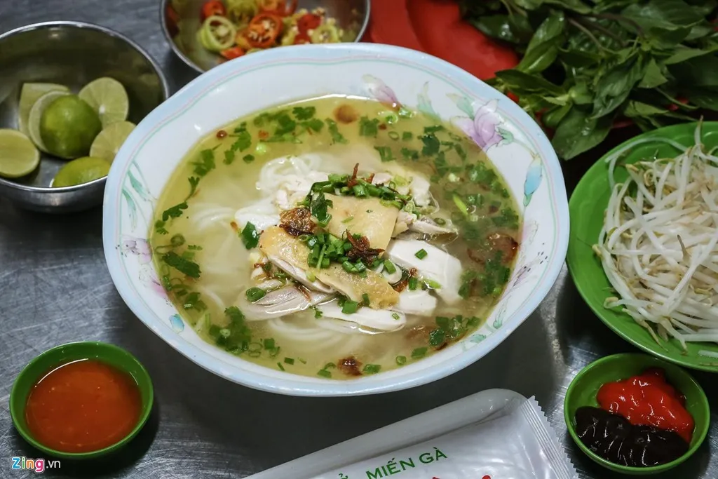 A delicious and hot bowl of chicken Pho in Saigon