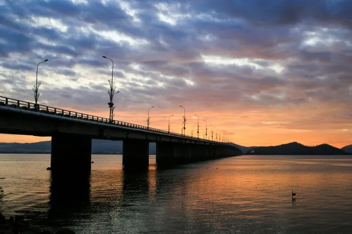 Panoramic view of Thi Nai Bridge from above