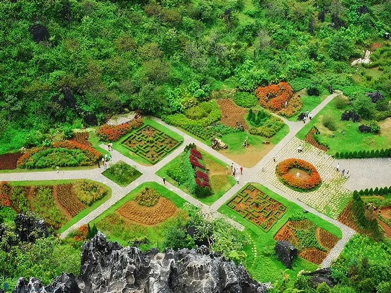Panoramic view of Ham Rong Mountain tourist area in Sapa