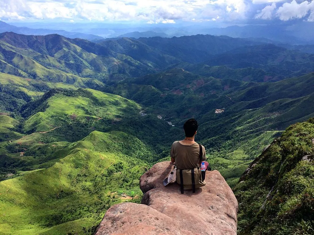 Panoramic view of majestic mountains and forests from Pha Luong peak, a worthy reward for all efforts