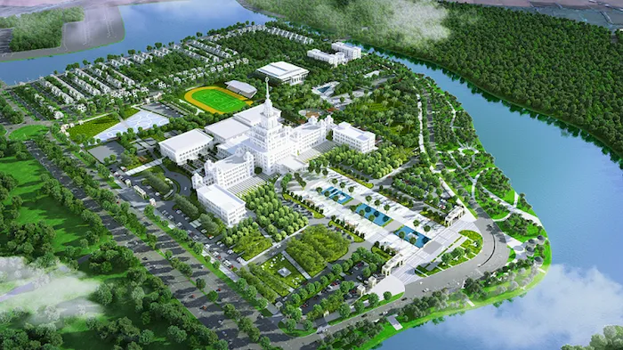 Toàn cảnh trường Đại học VinUni nhìn từ xa. (Ảnh 3D)