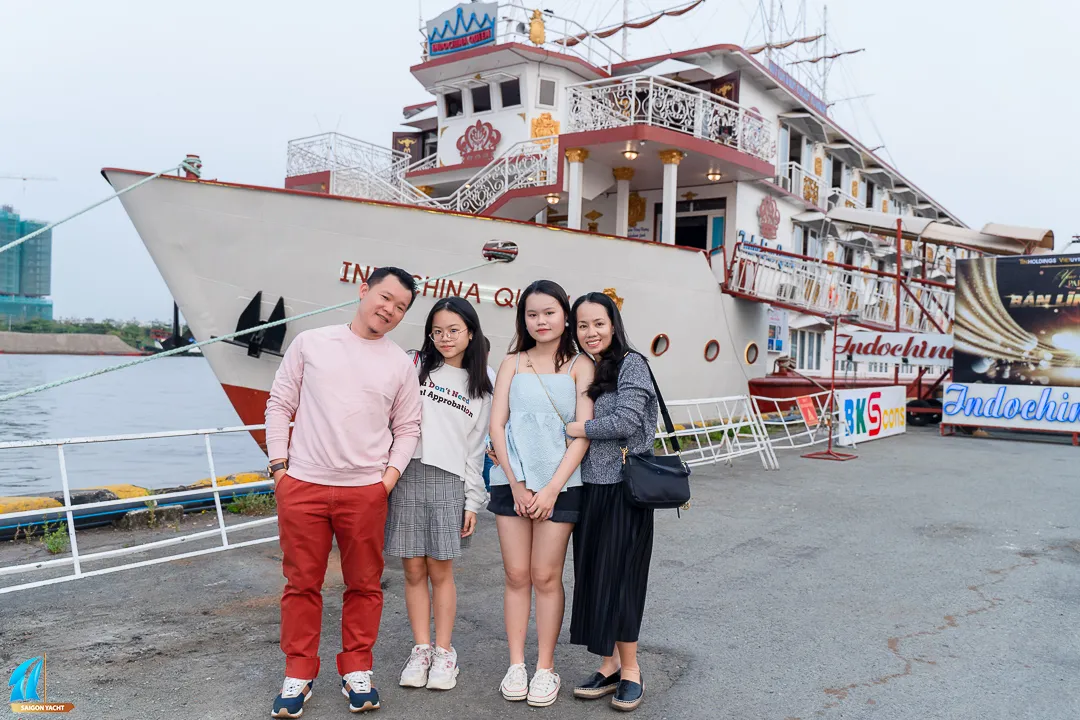 Enjoying stunning night scenery during a Saigon River cruise tour