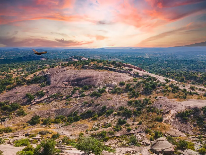 The unspoiled Hill Country with rich vegetation.