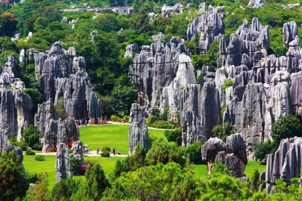 Stone paths winding through the Thach Lam Stone Garden, offering an adventurous experience